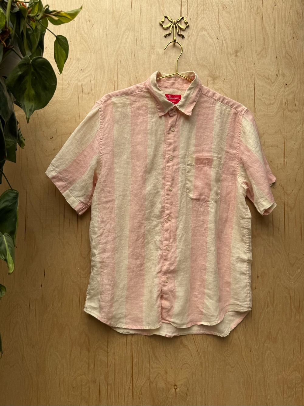 SUPREME Wide Stripe Shirt Pink M - Picture 5 of 9